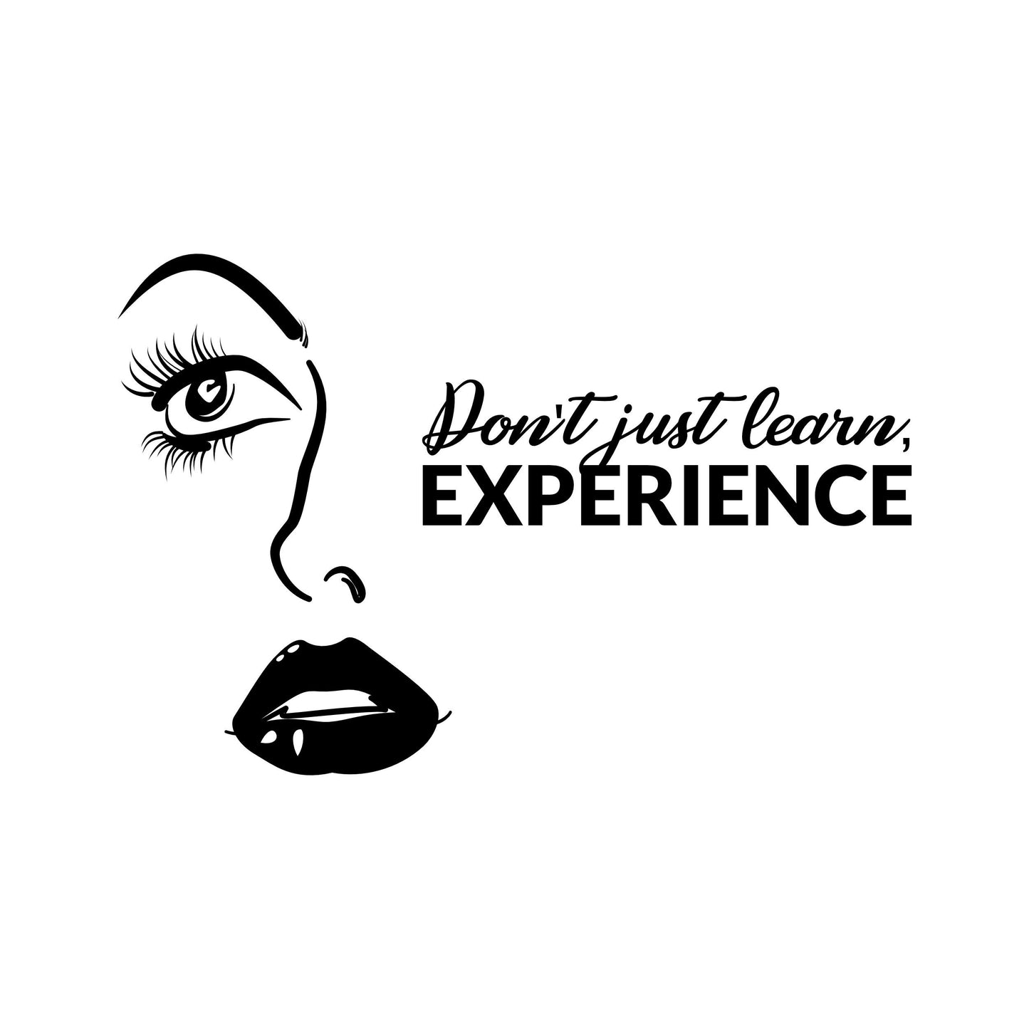 Beautiful Face and Inspirational Quote Wall Decal -Hair and Eyes Vinyl Wall Decal - Luxury Salon Design Idea