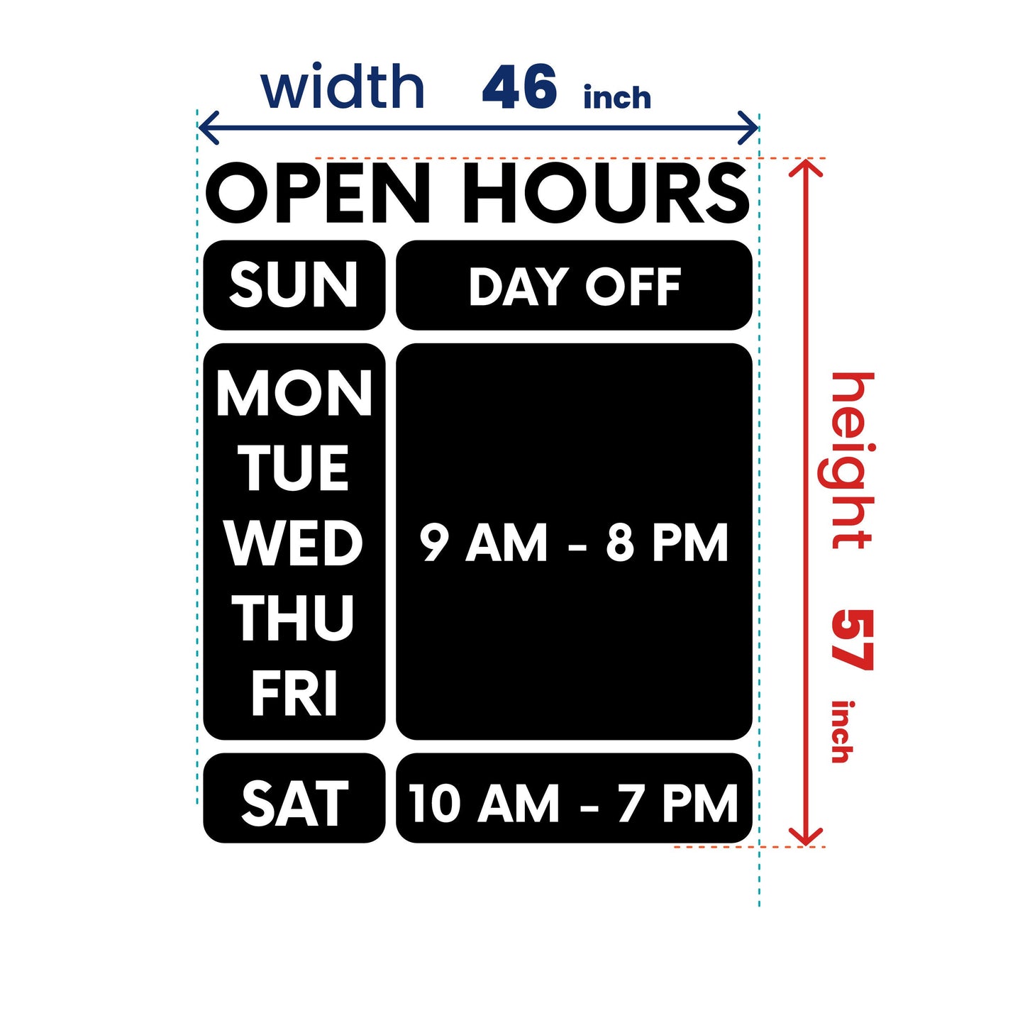Store Opening Hours Personalised Vinyl Sticker, Door Sign