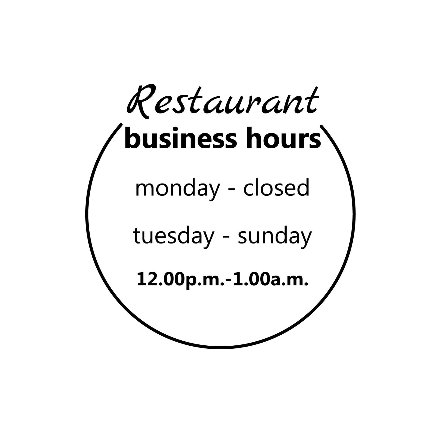 Vinyl Stickers - Restaurant Hours Window Sticker - Business Hours Window Lettering Vinyl - Hours of Operation - Customized Door Signs