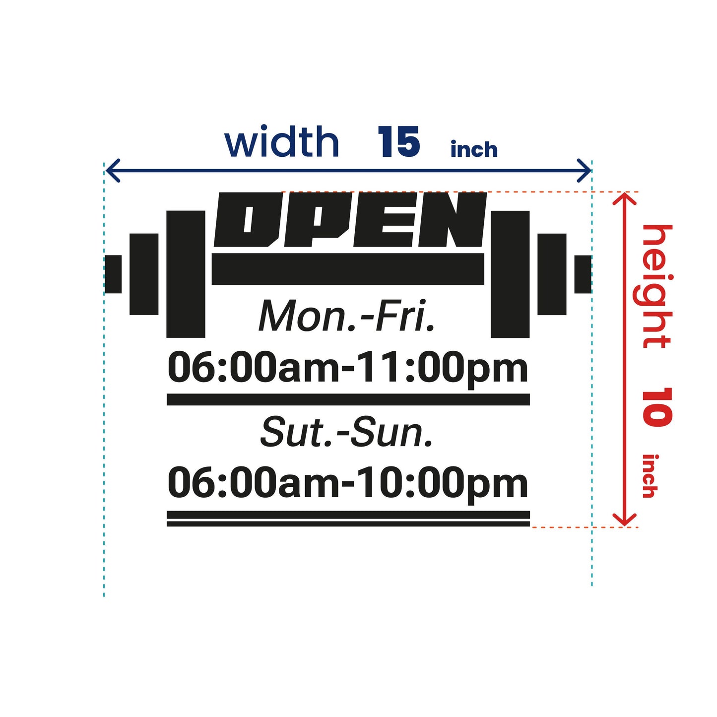 Wall Decal Business Gym Sign - Window Removable Stickers - Business Hours Glass Window Stickers - Custom Letter Number Shop