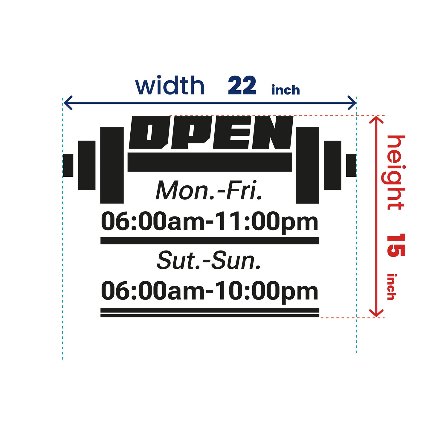 Wall Decal Business Gym Sign - Window Removable Stickers - Business Hours Glass Window Stickers - Custom Letter Number Shop