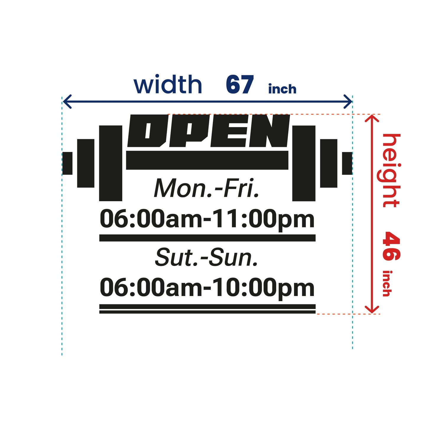 Wall Decal Business Gym Sign - Window Removable Stickers - Business Hours Glass Window Stickers - Custom Letter Number Shop
