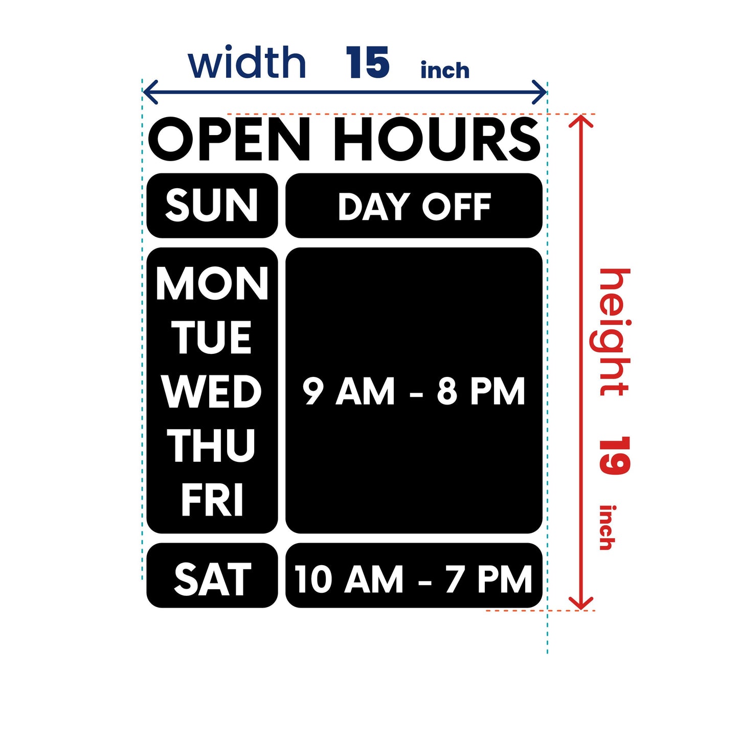Store Opening Hours Personalised Vinyl Sticker, Door Sign