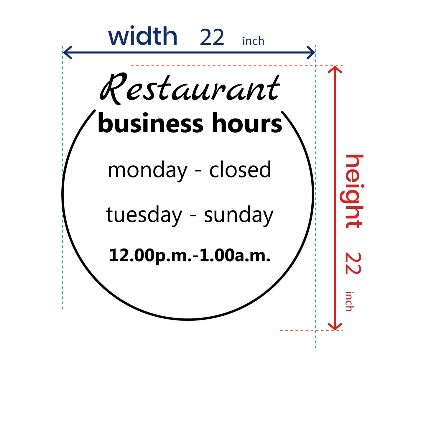 Vinyl Stickers - Restaurant Hours Window Sticker - Business Hours Window Lettering Vinyl - Hours of Operation - Customized Door Signs