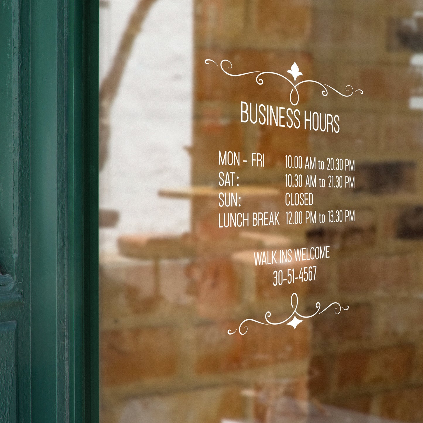 Business Hours Business Sign - Store Window Decal - Custom Business Store Hours Sticker - Business Logo Vinyl Decal - Custom Hours Vinyl