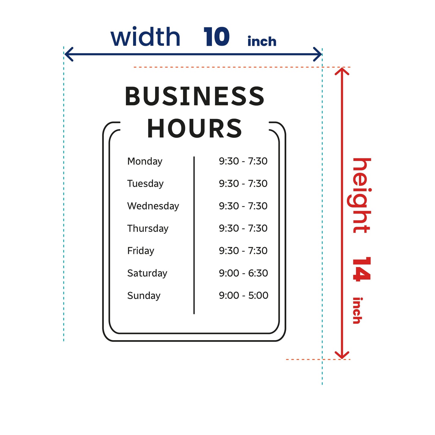 Custom Restaurant Business Hours - Storefront Decal