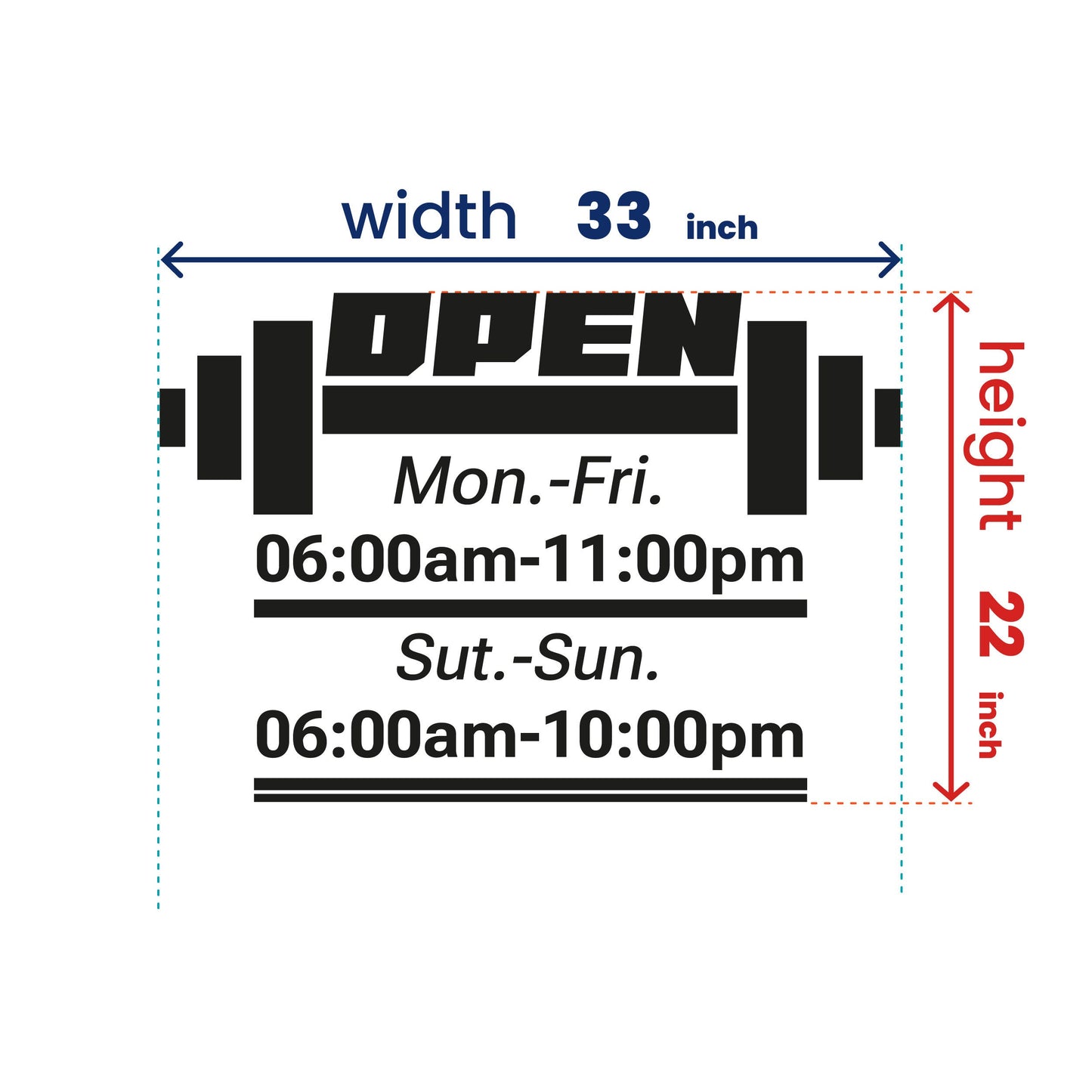 Wall Decal Business Gym Sign - Window Removable Stickers - Business Hours Glass Window Stickers - Custom Letter Number Shop