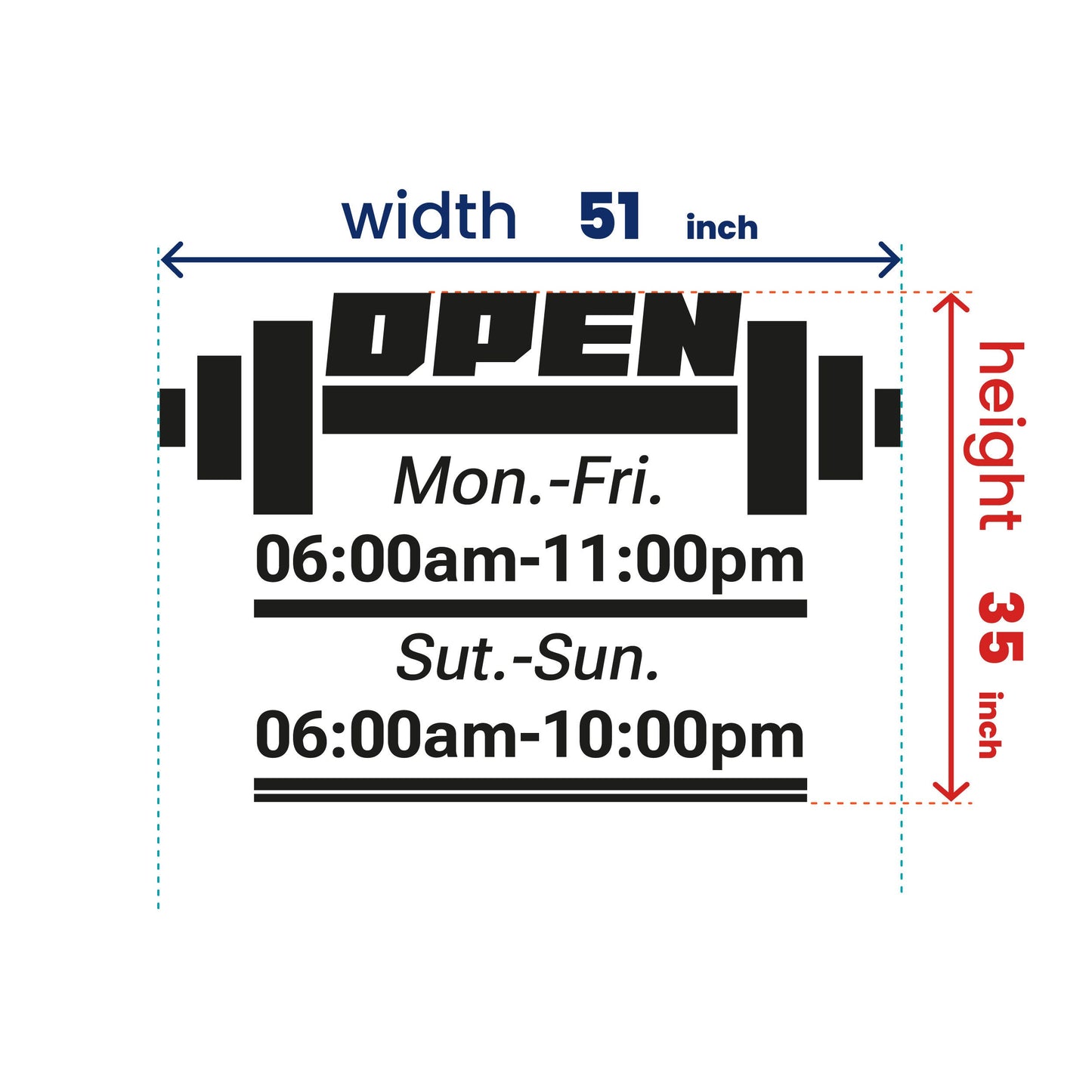 Wall Decal Business Gym Sign - Window Removable Stickers - Business Hours Glass Window Stickers - Custom Letter Number Shop