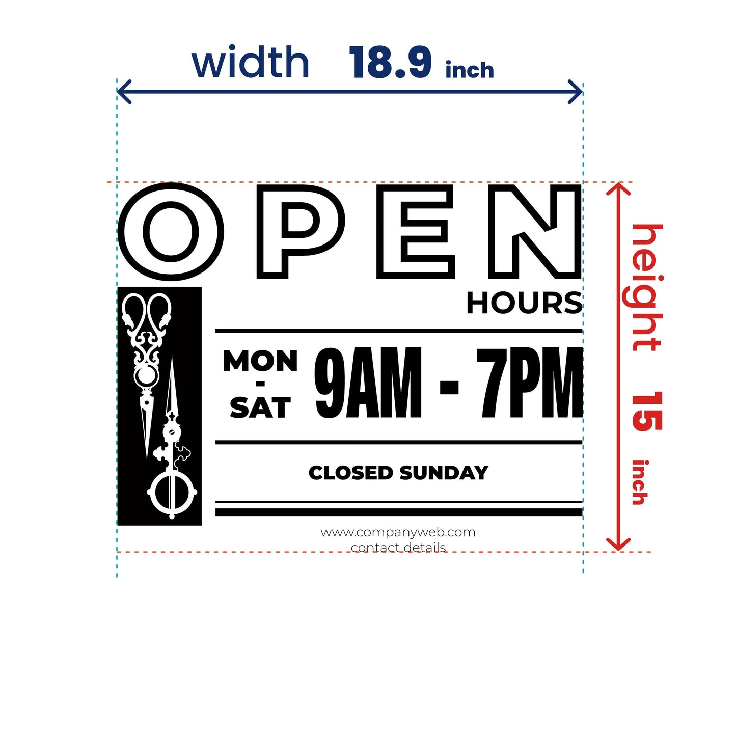 Vinyl Sticker for Storefront Door Window - Opening Hours Decal