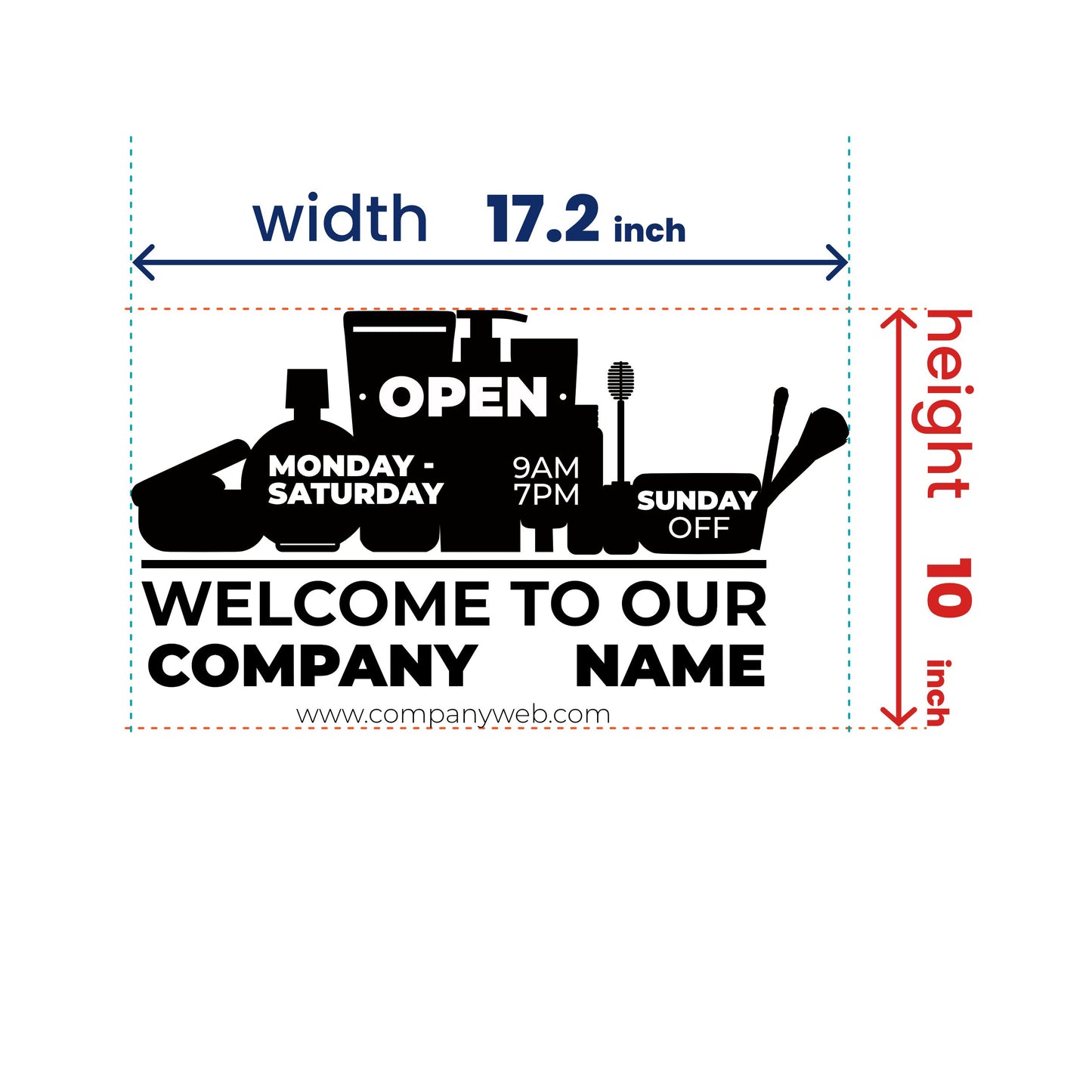 Business Hours for Beaty store - Opening Hours Window Decal for Business