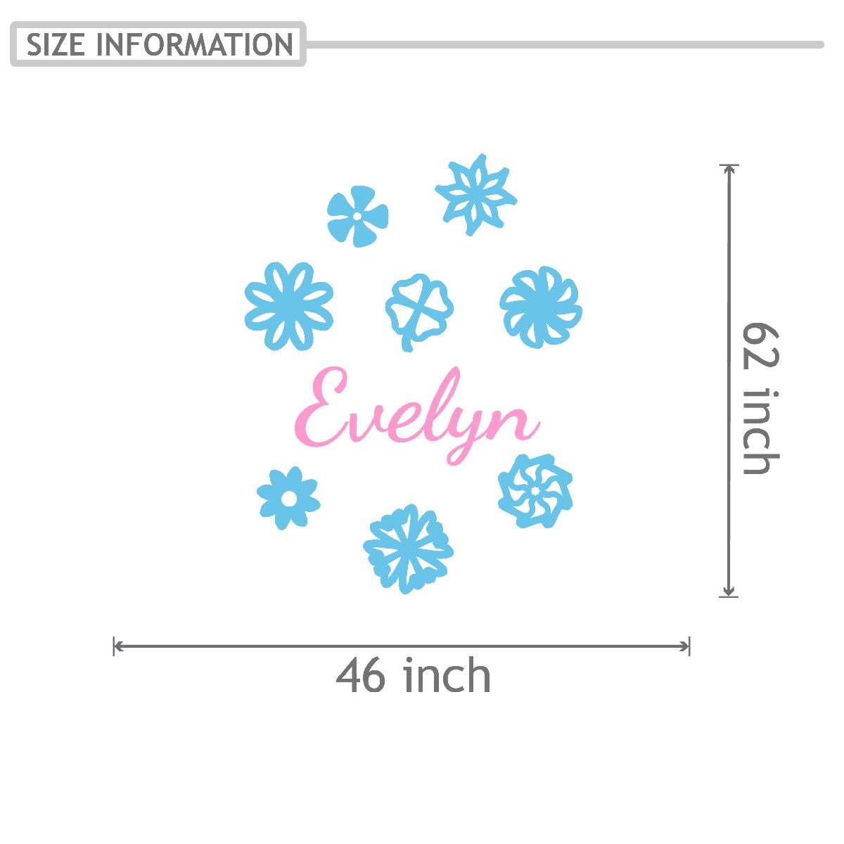 Personalized Name Stickers with Flowers - Easily-Applied Custom Name Stickers for Kids Bedroom Laptop Furniture - Floral Name Wall Decals for Girls and Boys