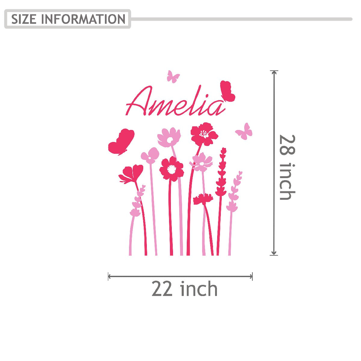 Personalized Name Stickers with Butterflies and Flowers - Reliable Name Wall Decals for Girls - Durable Name Decals for Walls Furniture Laptop - Cute Name Decal