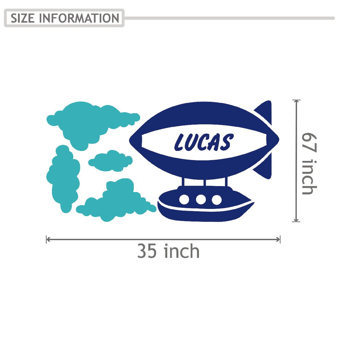 Personalized Name Stickers with Clouds Air Transport - Fade-Resistant Custom Name Stickers for Furniture and Gadgets - Stunning Name Wall Decals for Girls and Boys