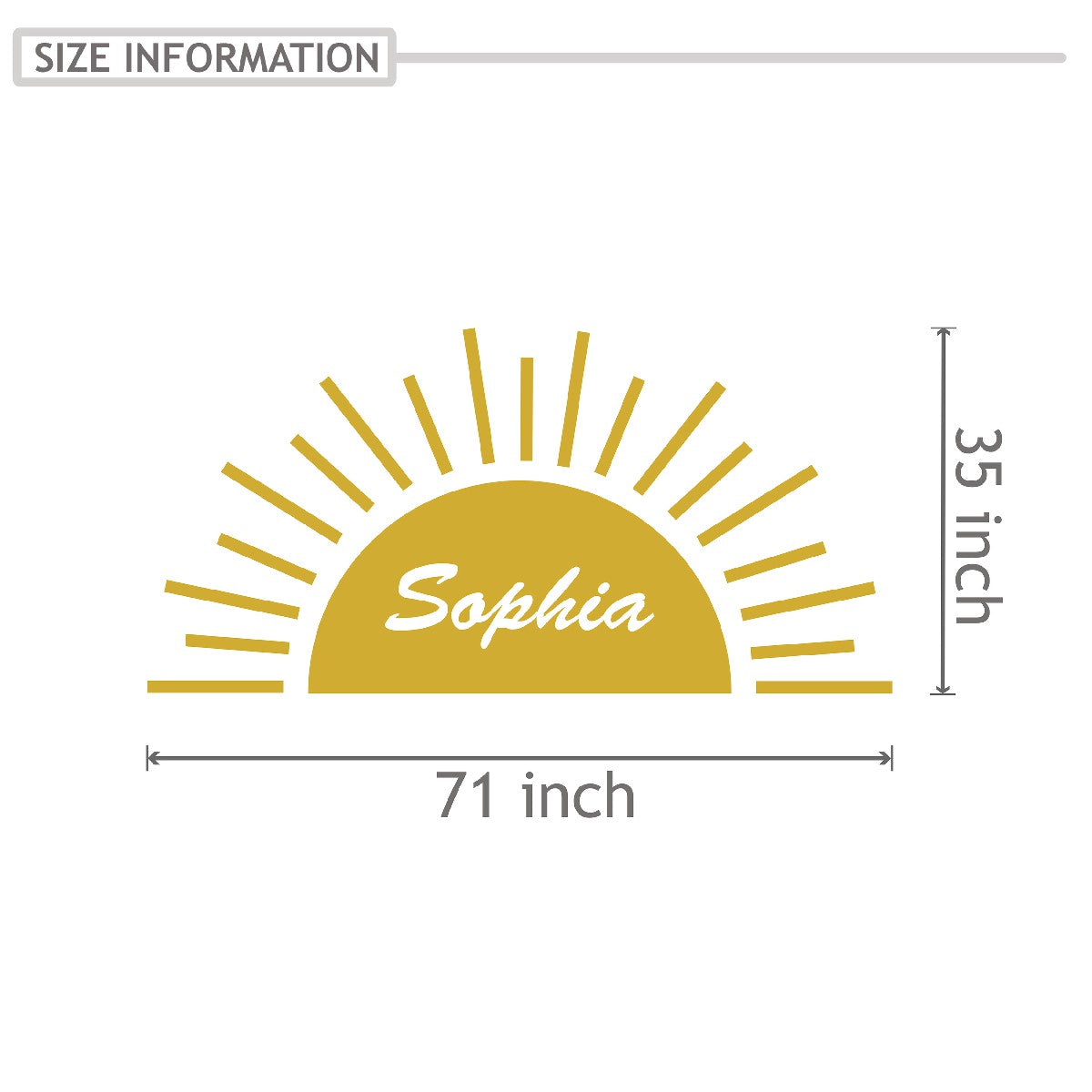 Personalized Name Stickers with Sun and Rays - Fade-Resistant Custom Name Stickers for Furniture Walls Laptops - Stunning Name Wall Decals for Girls and Boys