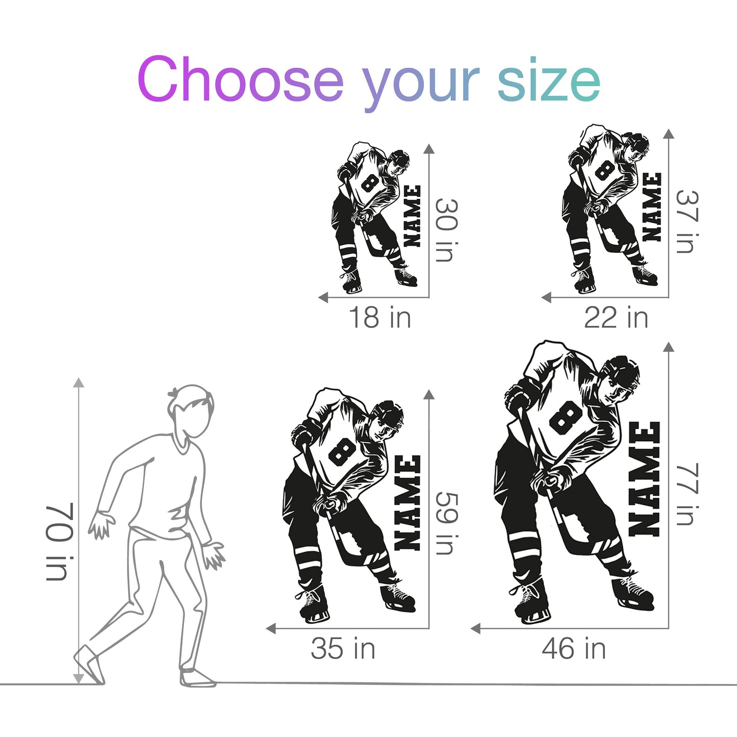 Hockey Wall Stickers - Ice Hockey Wall Decals for Boys - Personalized Hockey Room Decor - Vinyl Decals for Hockey Players - Decals Hockey for Wall