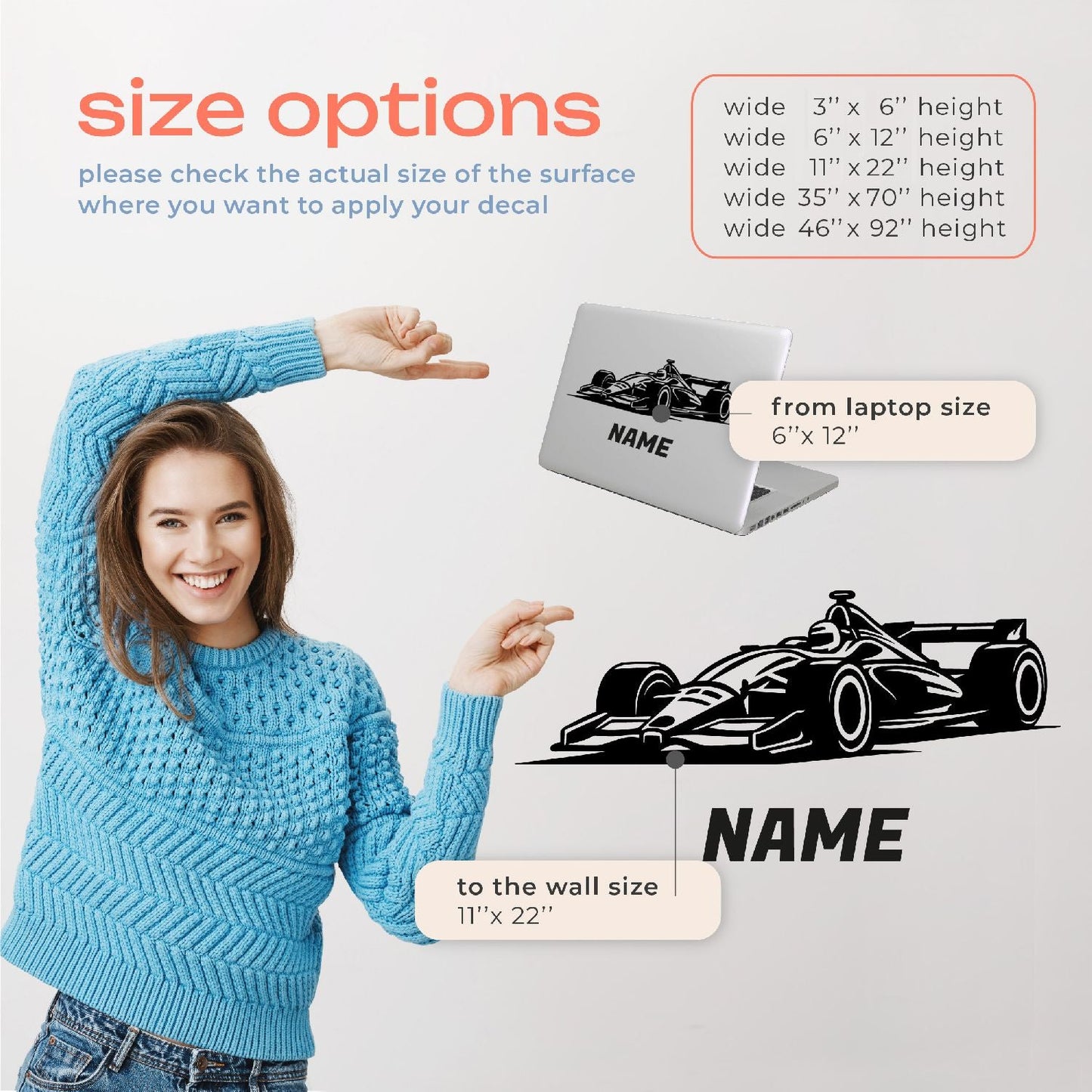 Boys Wall Decals Cars - Car Wall Decals for Boys Room - Racing Car Wall Decals - Custom Name Race Car Decals - Cars Wall Decals for Boys Room