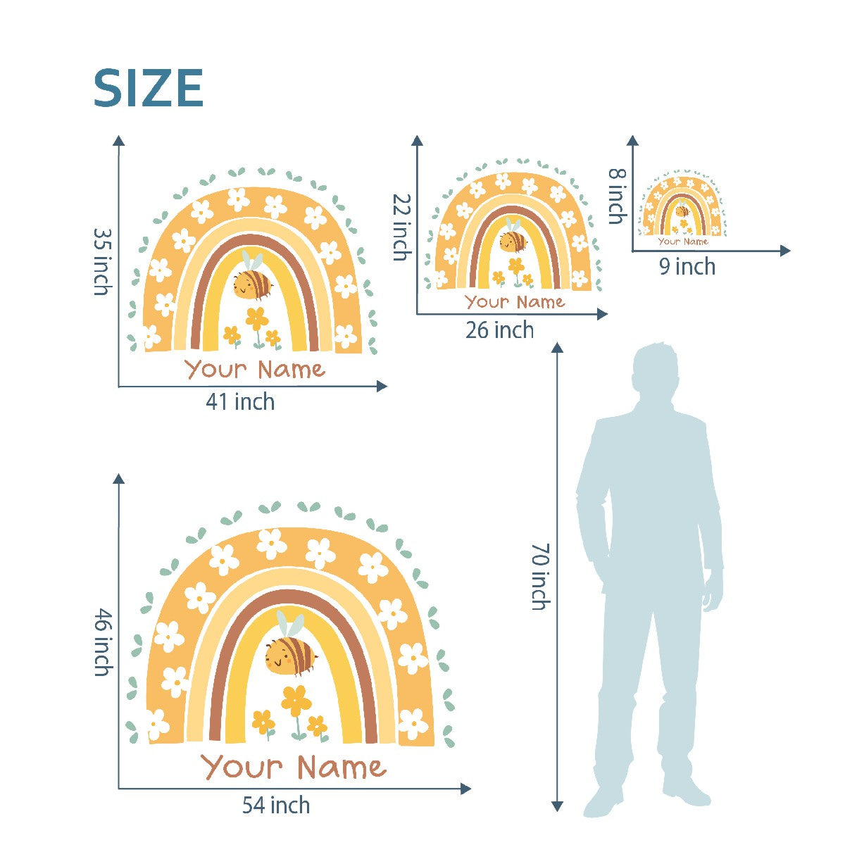 Boho Rainbow Wall Stickers - Boho Rainbow Decal for Walls with Funny Bee and Flowers and Nursery Decor - Boho Rainbow Decorations for Kids Bedroom