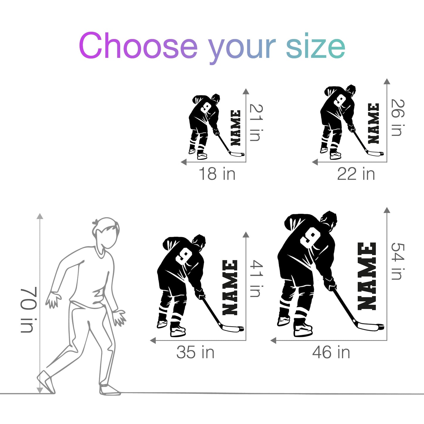 Hockey Wall Stickers - Personalized Ice Hockey Wall Decals for Hockey Lovers - Hockey Room Decor and Hockey Wall Clings - Hockey Wall Decal