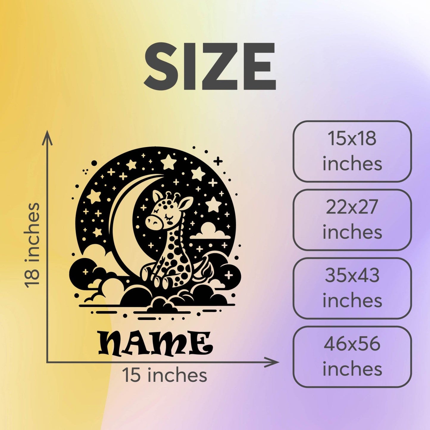 Giraffe Wall Decal - Personalized Name Decal, Kids Room Decor - Giraffe Stickers for Wall - Giraffe Stickers with Custom Name - Personalized Animal Wall Decals Design 01