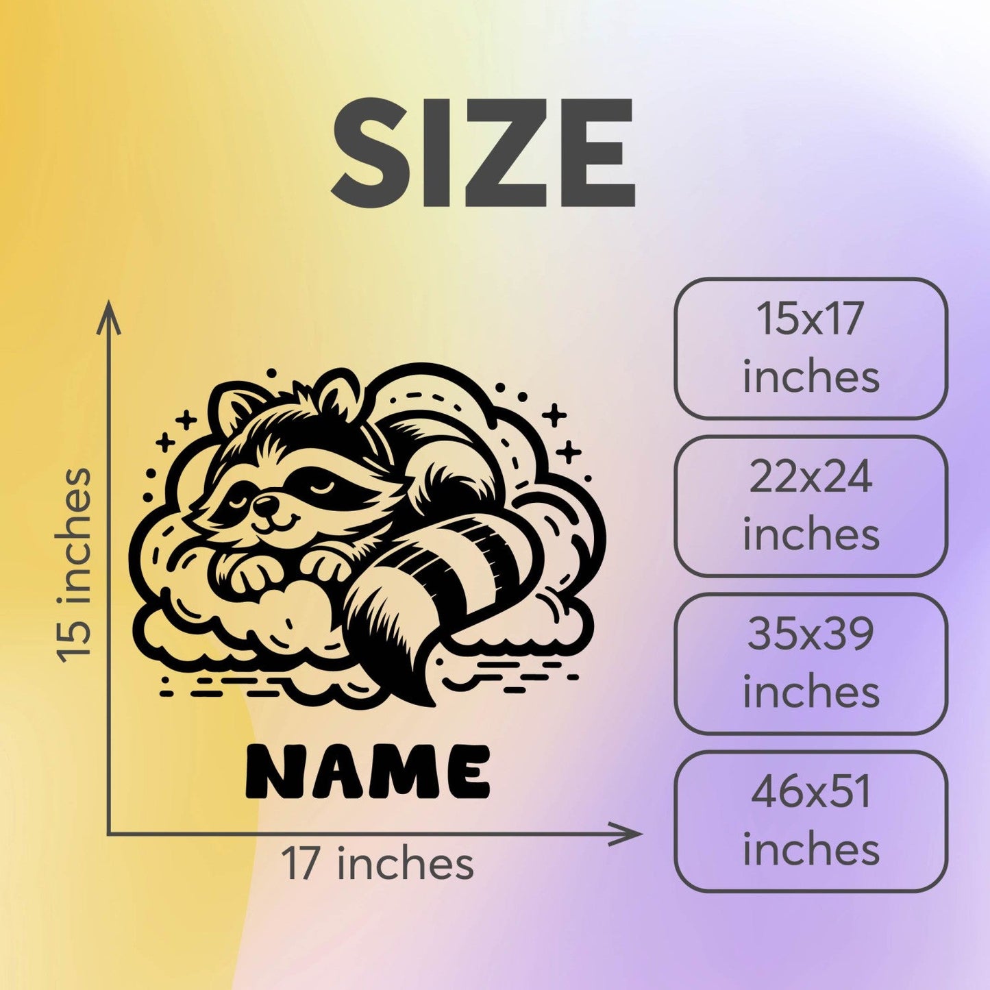 Racoon Nursery Wall Decal - Racoon Stickers with Personalized Name - Animals Wall Stickers - Personalized Name Decal for Kids Room Design 01