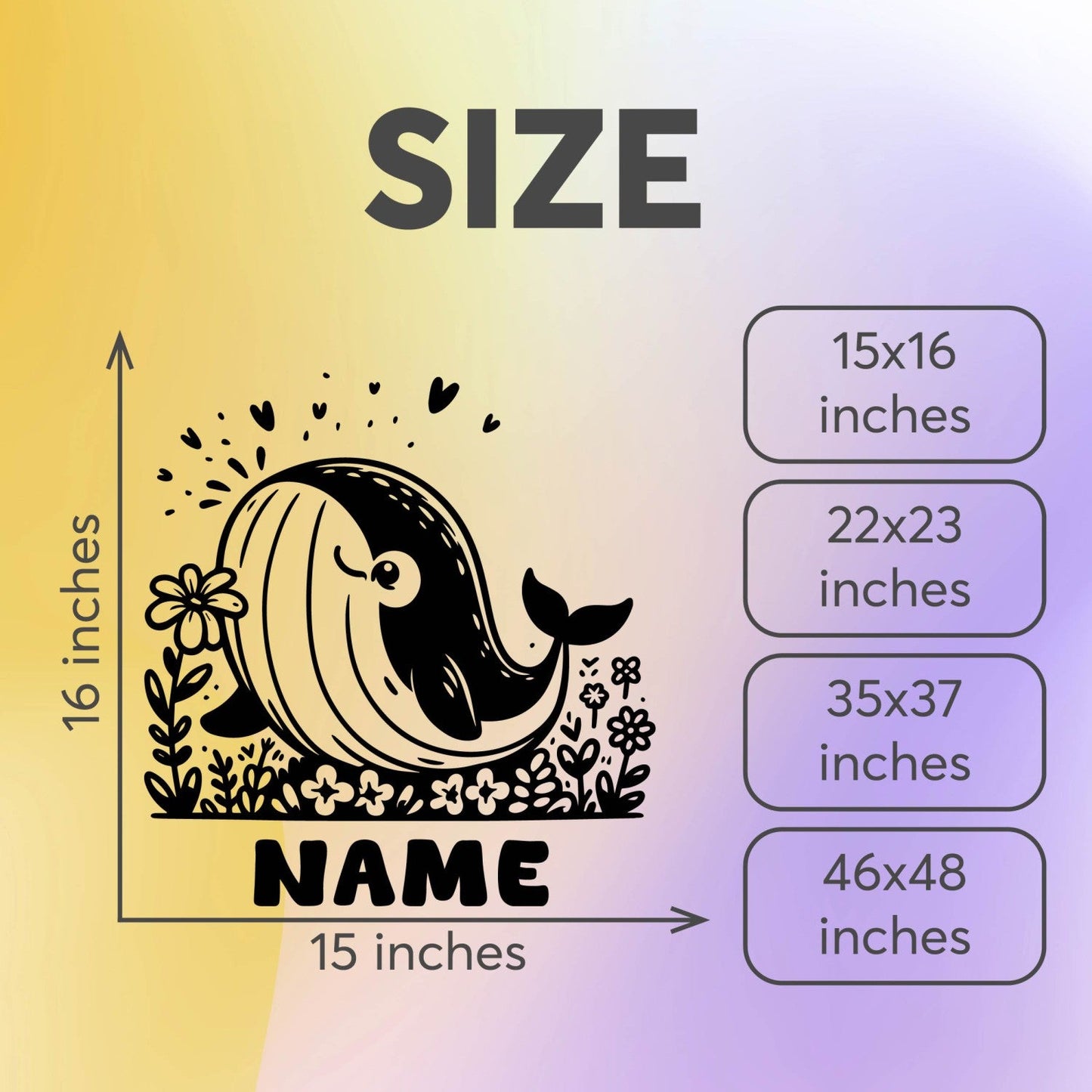 Whale Decals for Walls - Custom Name Wall Decal - Baby Whale Wall Decal - Animal Wall Decals for Nursery - Name Customized Wall Decor Design 01