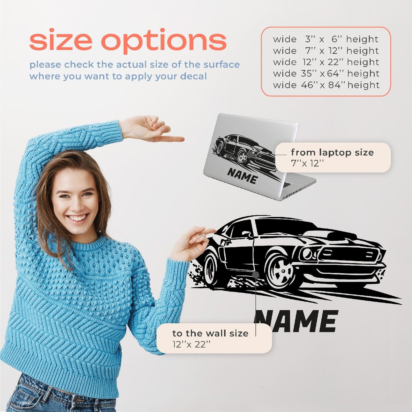 Personalized Race Car Name Decal - Custom Racing Wall Sticker for Boys Room - Boys Wall Stickers for Bedroom - Race Car Wall Decals