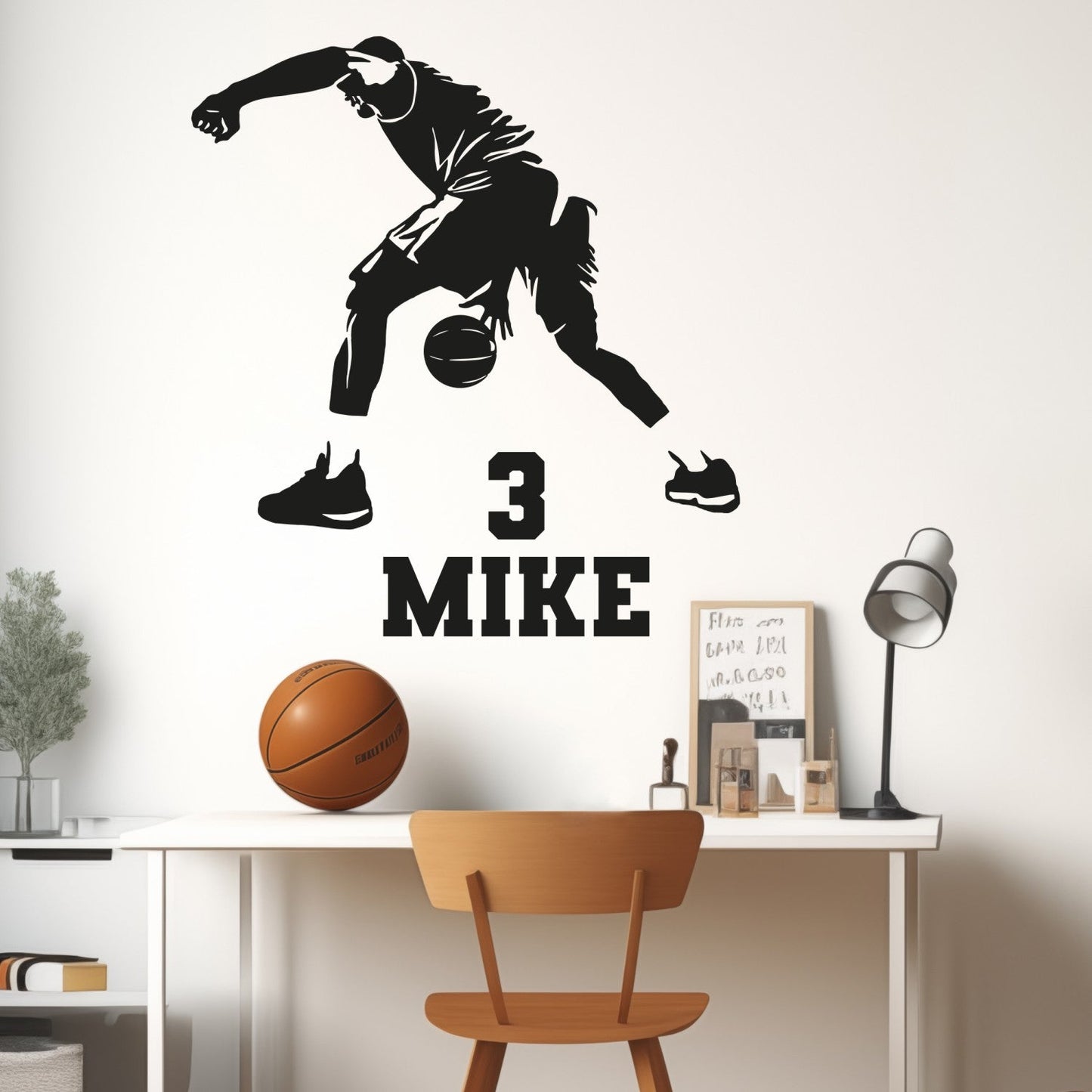 Custom Basketball Wall Stickers - Personalized Name Decals for Basketball Lovers - Basketball Room Decor - Wall Stickers for Boys' Rooms - Basketball Wall Sticker