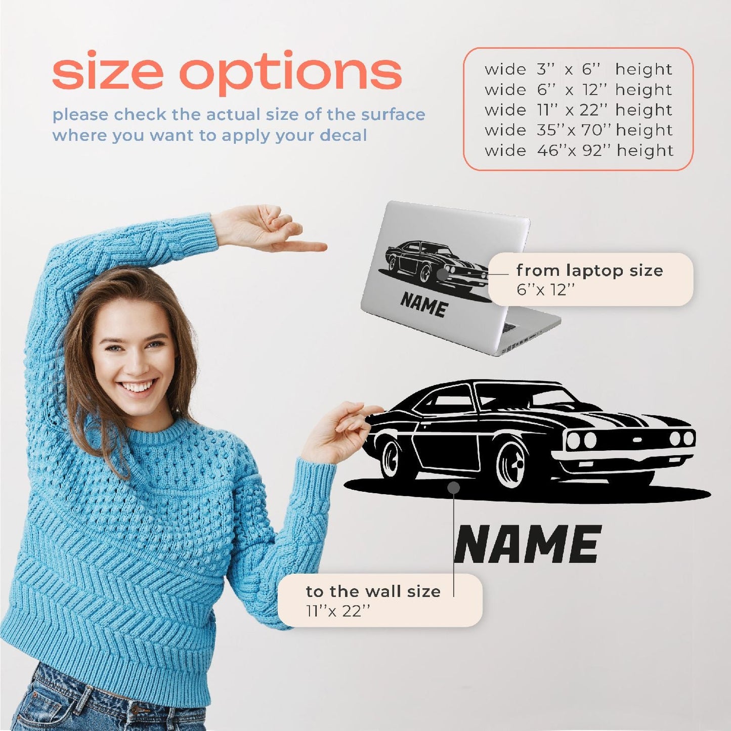 Race Car Name Decal - Personalized Car Wall Decal for Boys Room - Custom Racing Name Wall Sticker for Bedroom - Racing Car Wall Decal with Name