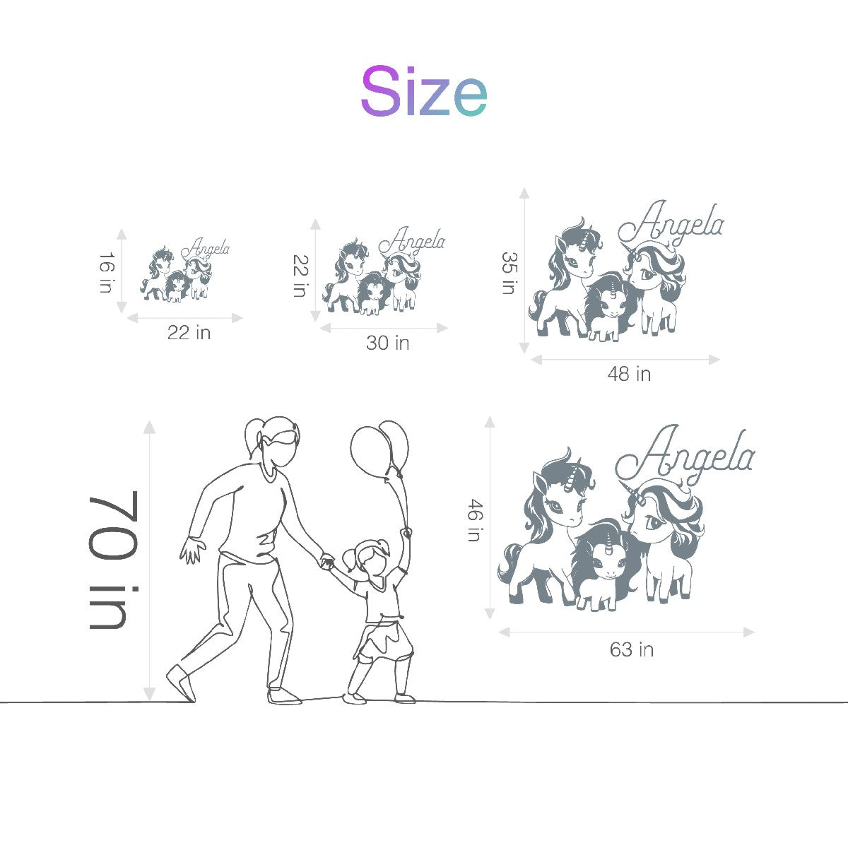 Personalized Name Wall Decal Family Unicorn - Vinyl Stickers Featuring Customizable Name - Bring Magic Home with Enchanting Unicorn Wall Designs