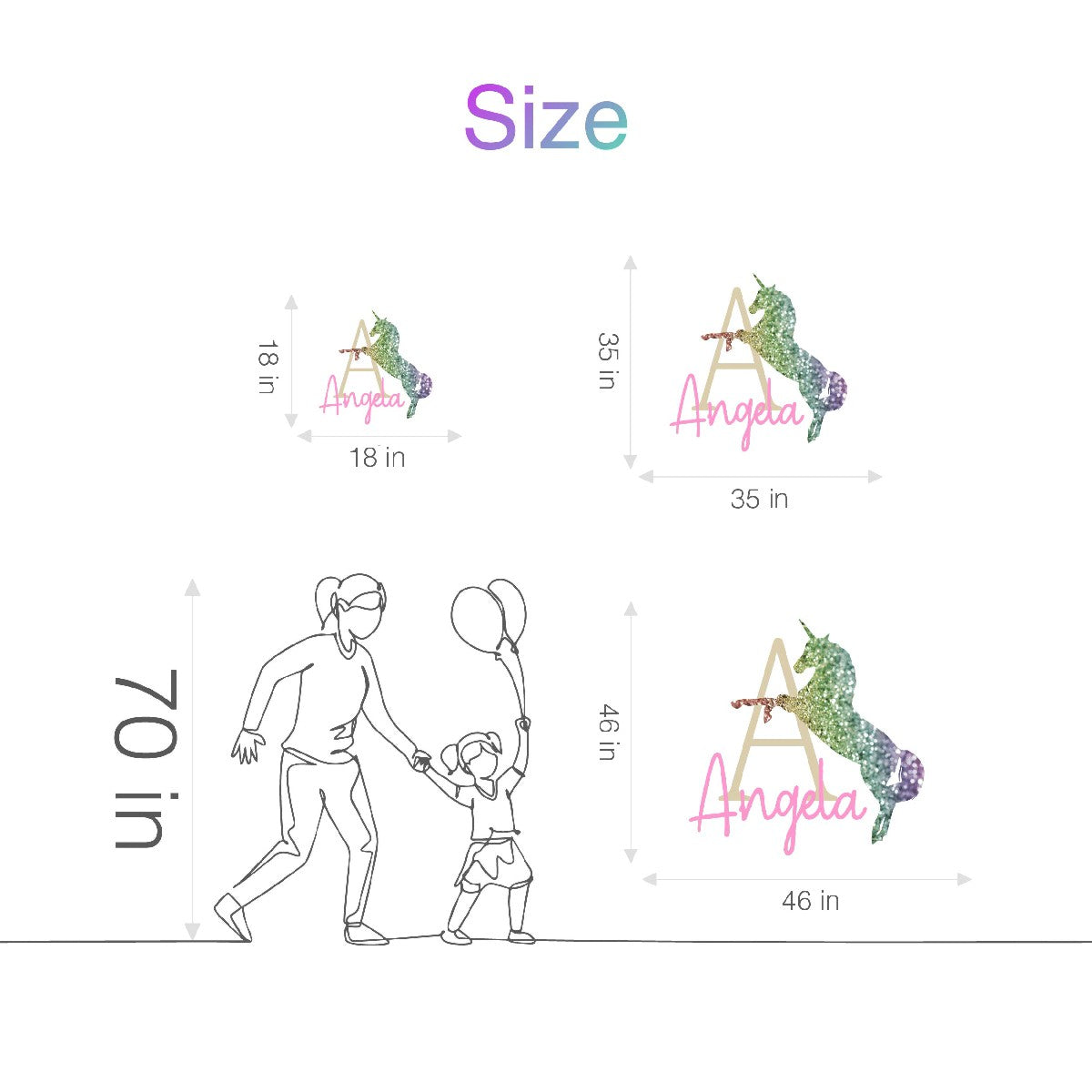 Customized Name Wall Decor Unicorn - Personalized Monogram Vinyl Stickers Featuring Custom Name - Custom Unicorn Decal Designs for a Magical Touch