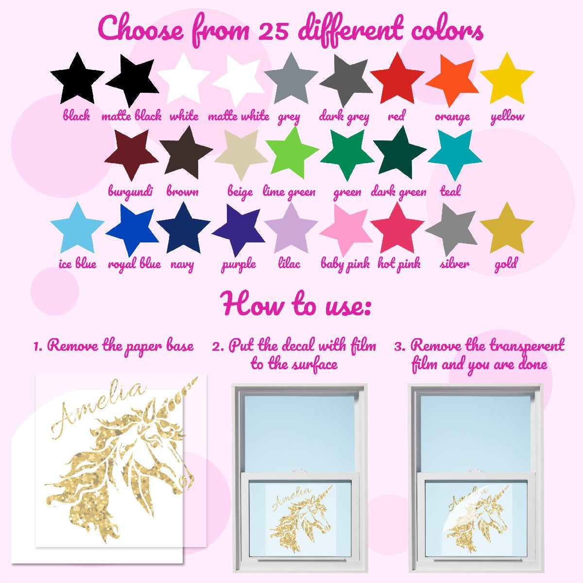 Unicorn Name Wall Decal - Transform Spaces with Personalized Magical Unicorn Stickers with Name - Adorable Unicorn Wall Sticker for Kid's Room