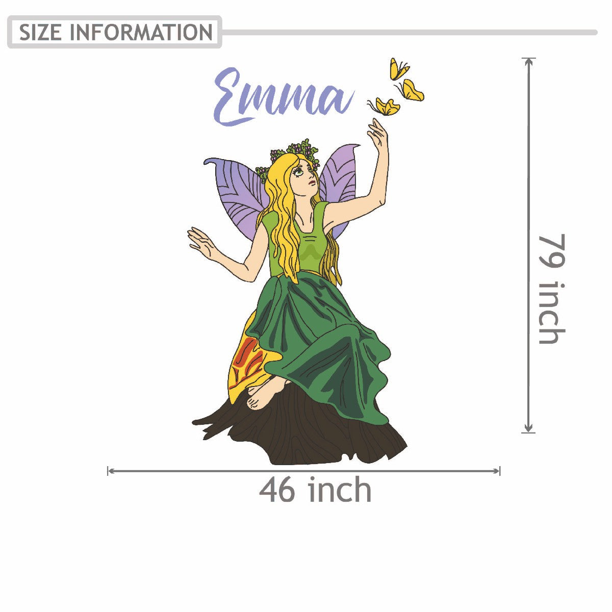 Personalized Name Stickers with Cartoon Girl and Butterflies - Durable Custom Name Stickers for Kids Bedroom Furniture and Laptop - Cool Name Wall Decals for Girls