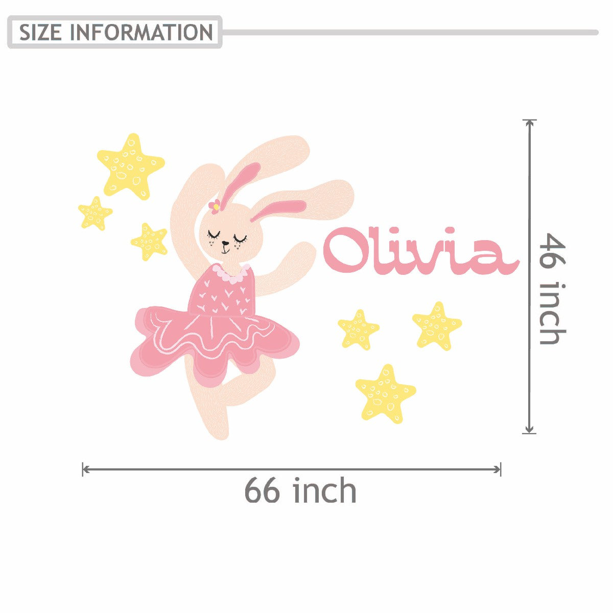 Personalized Name Stickers with Cartoon Rabbit and Stars - Easily-Applied Name Decals for Walls, Furniture, Laptop and any Gadget - Unique Custom Name Stickers