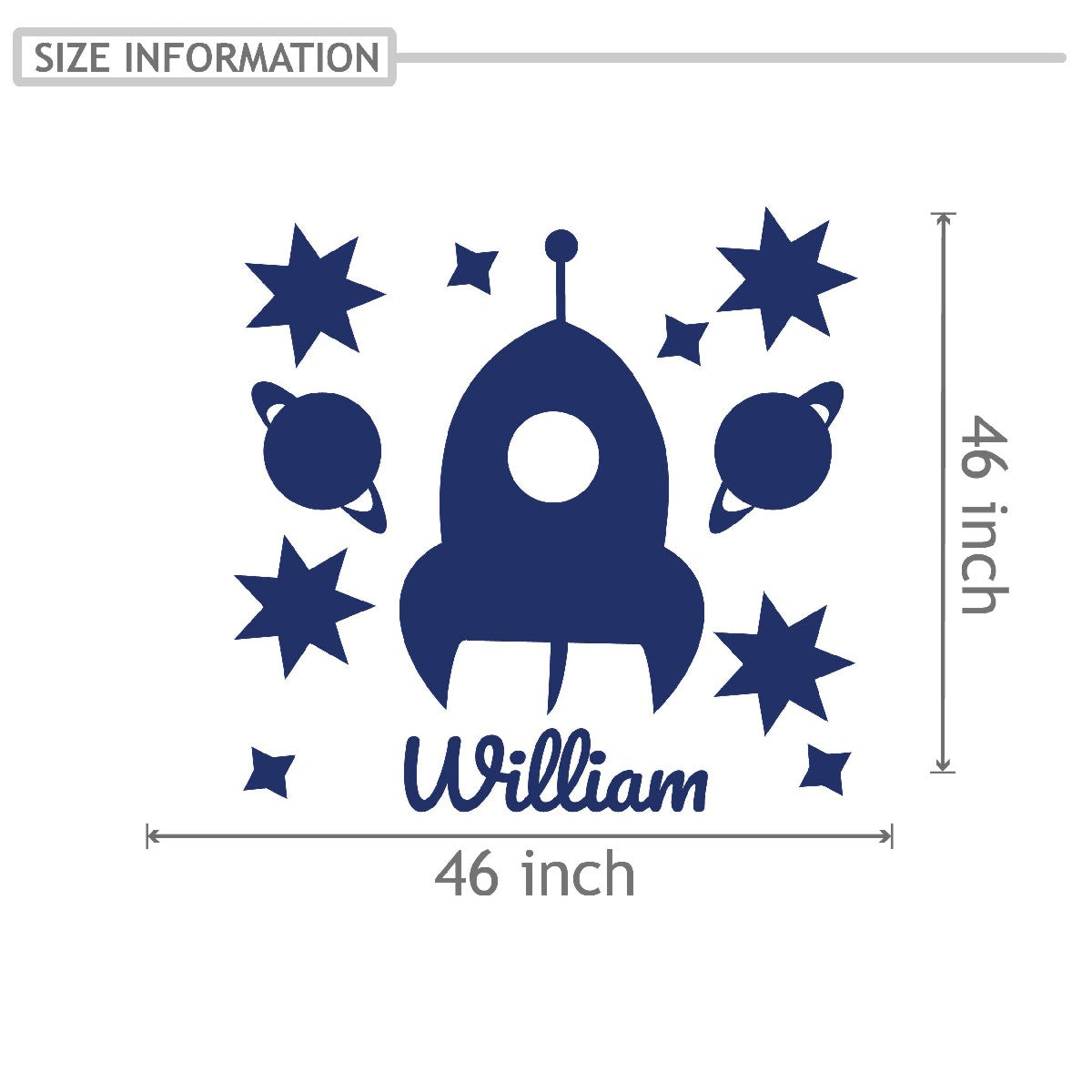 Personalized Name Stickers with Rocket Planets Stars - Durable Custom Name Stickers for Furniture and Gadgets - Cool Name Decals for Walls and any Kids Bedroom Decor