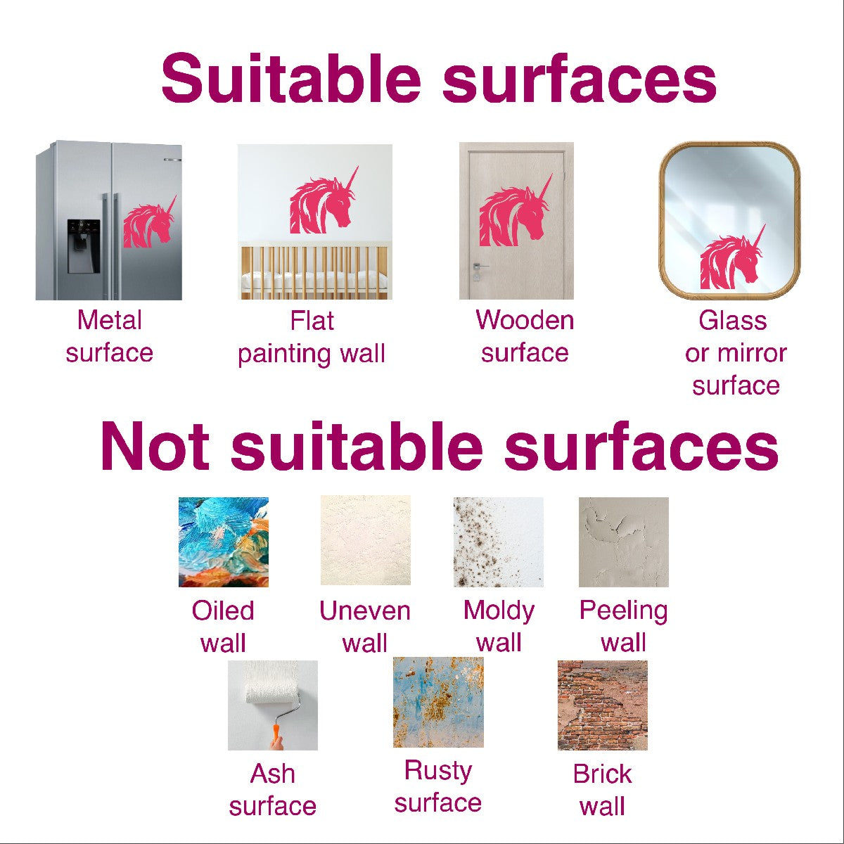 Personalized Unicorn Name Wall Decal - Colored Custom Unicorn Wall Decals - Featuring Unique Designs with Unicorn Wall Stickers