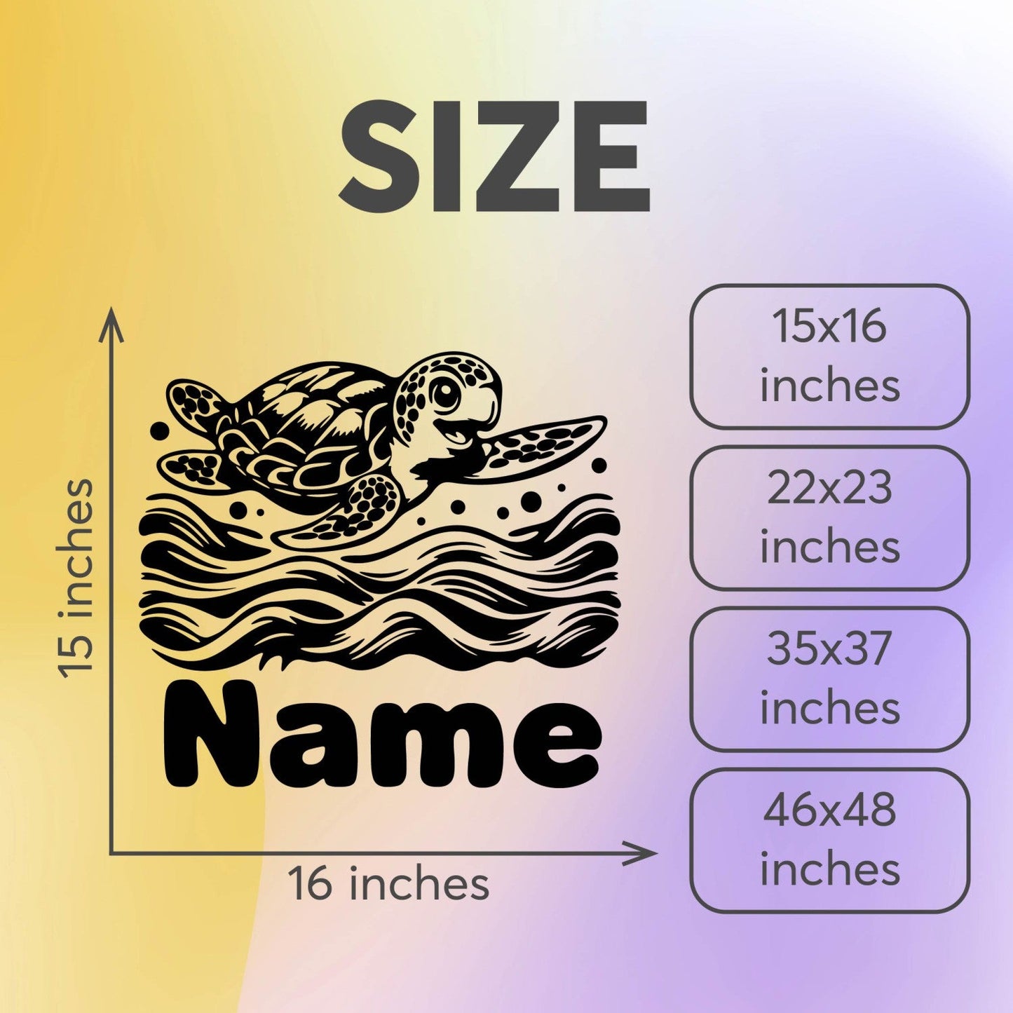 Turtle Wall Decal - Customizable Animal Wall Stickers for Nursery - Sea Turtle Wall Stickers - Custom Name Stickers for Wall - Animal Wall Decals