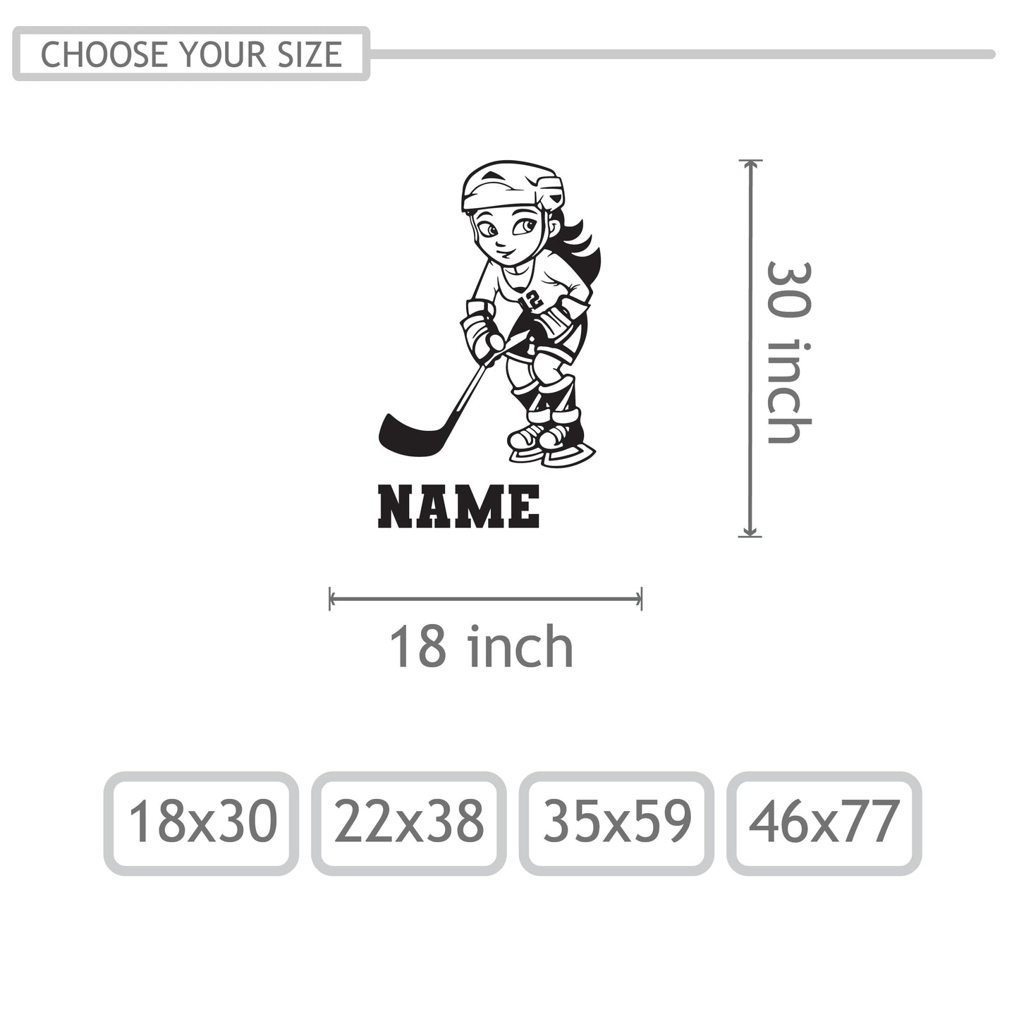 Personalized Hockey Girl Decal - Anime Hockey Wall Stickers for Girls' - Personalized Ice Hockey Wall Decals - Wall Stickers Kawaii Girls Hockey Team
