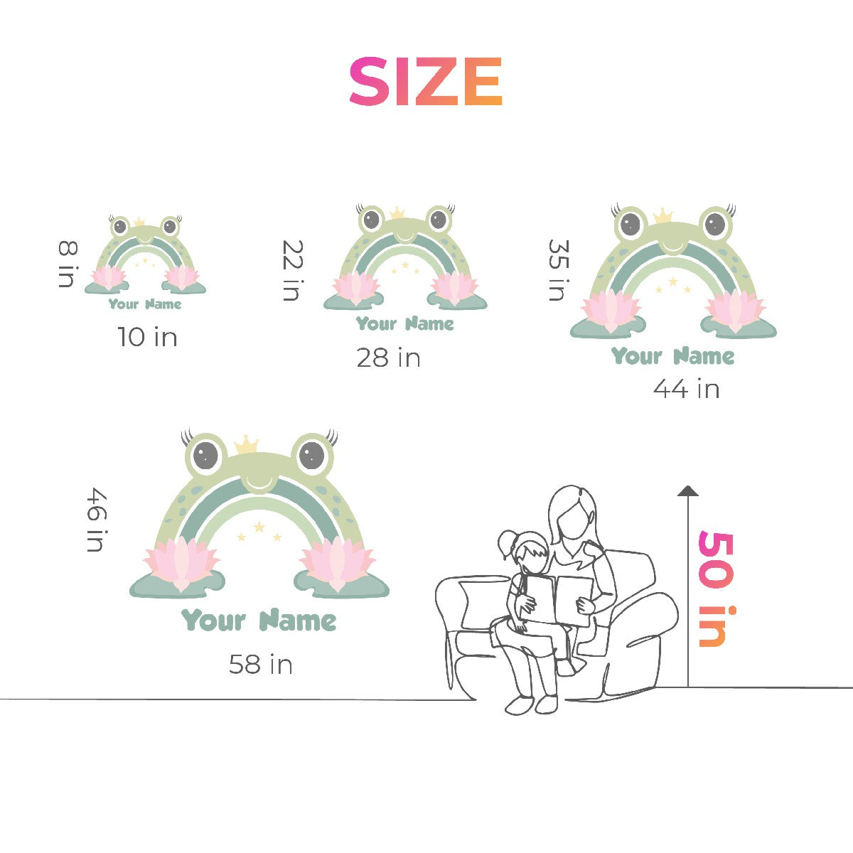 Boho Rainbow Wall Stickers - Cute Rainbow with a Little Toad Decal for Nursery and Girls Bedroom Decor - Boho Rainbow Wall Decal with Name