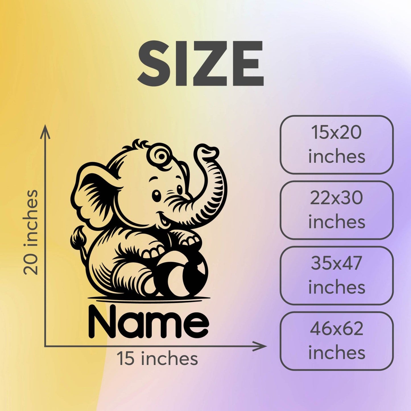 Elephant Wall Stickers - Customizable Animal Wall Decals - Personalized Name Decal - Name Stickers for Wall - Baby Elephant Wall Decal