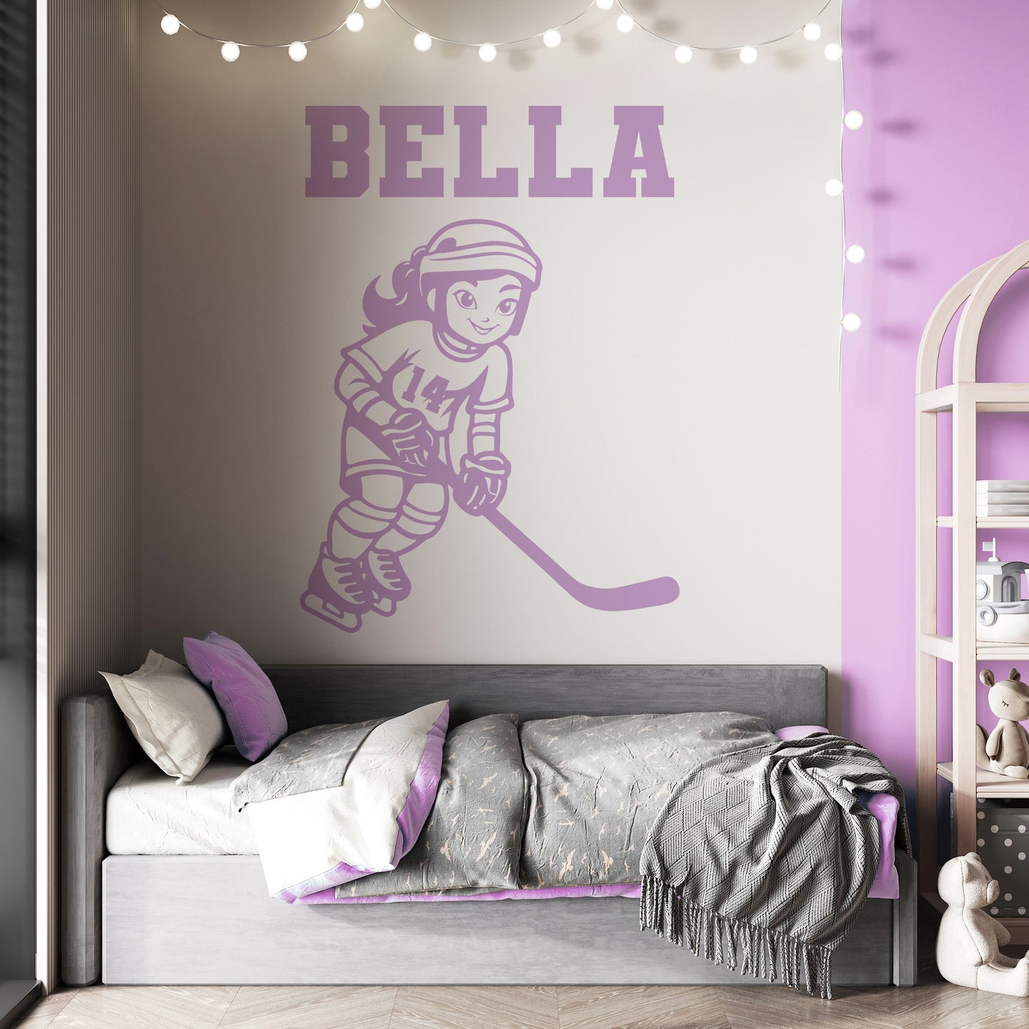 Anime Hockey Wall Stickers - Personalized Ice Hockey Decals for Girls' Room - Customizable Anime Hockey Girls - Hockey Vinyl Wall Decals