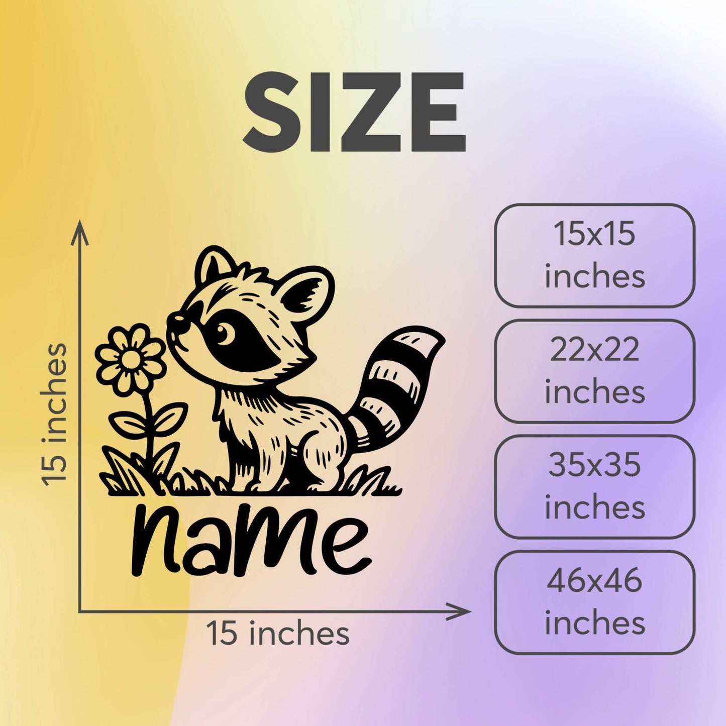 Racoon Stickers for Nursery Decor - Personalized Name Decals for Baby Room - Customized Wall Decals with Forest Animals - Racoon Nursery Wall Decal