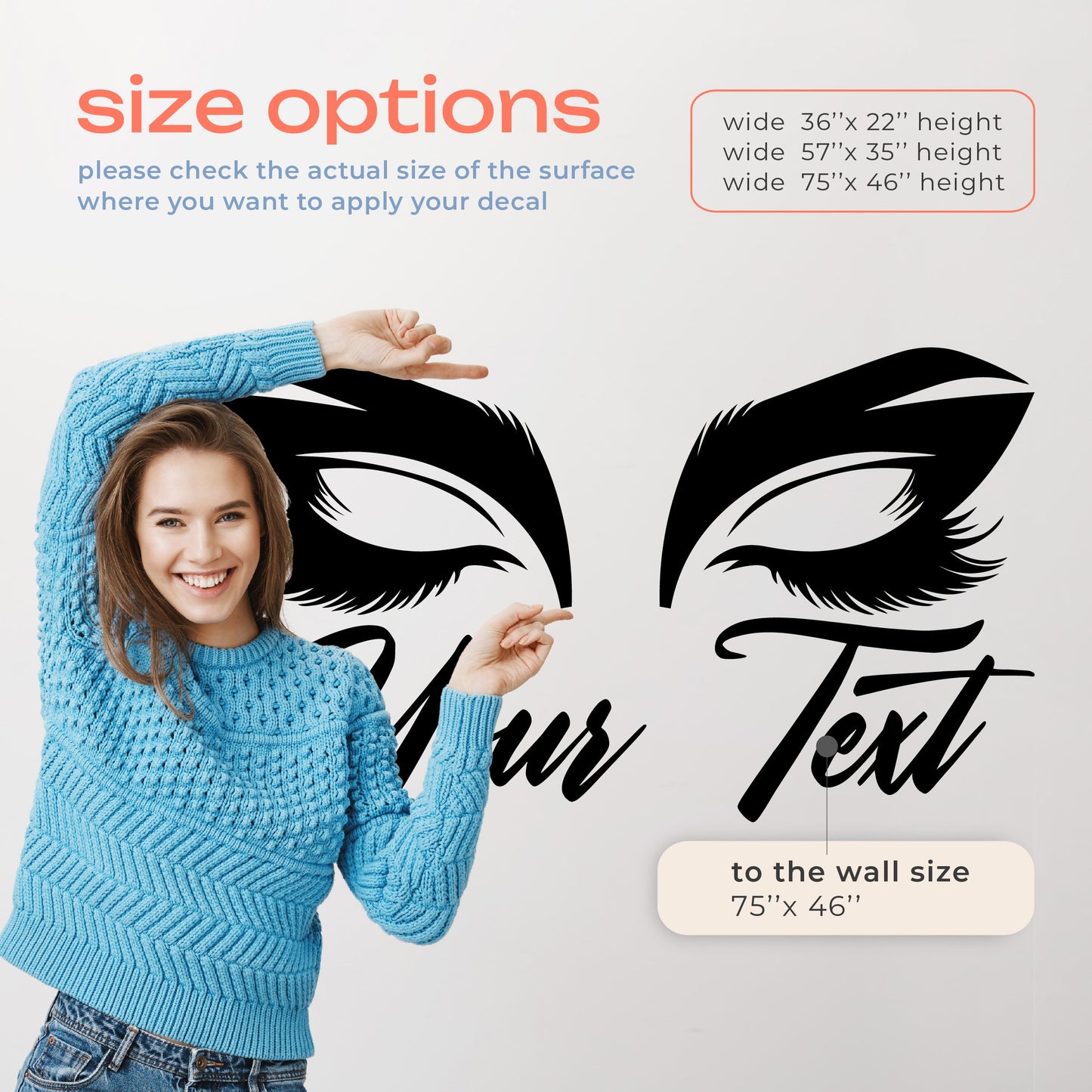 Eye Lash Wall Decal - Make Up Wall Stickers - Eyelash Window Decal - Eyelash Eyebrow Wall Sticker - Eyelash Wall Decals - Makeup Decals for Walls