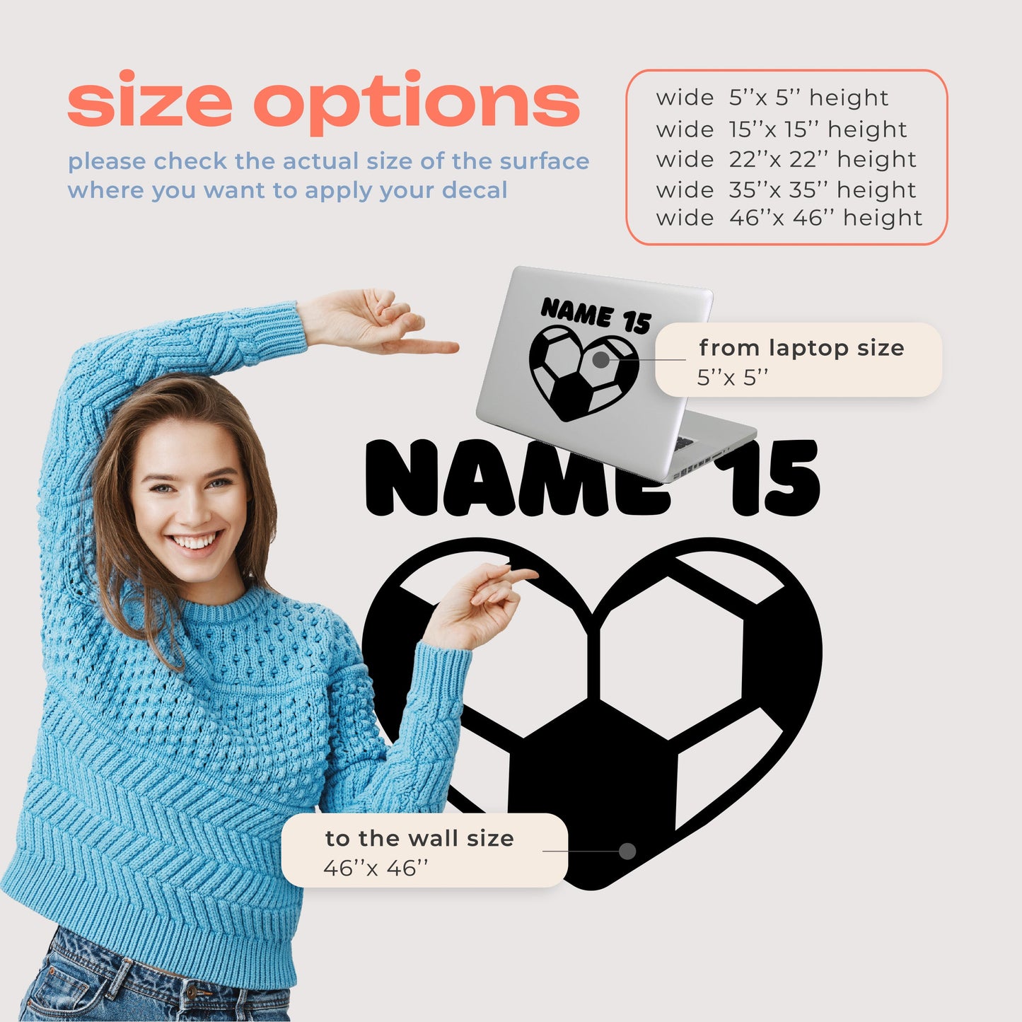 Soccer Silhouette Wall Decal - Wall Decal Soccer Players - Custom Name Wall Decal Soccer - Personalized Custom Soccer Player Wall Decal