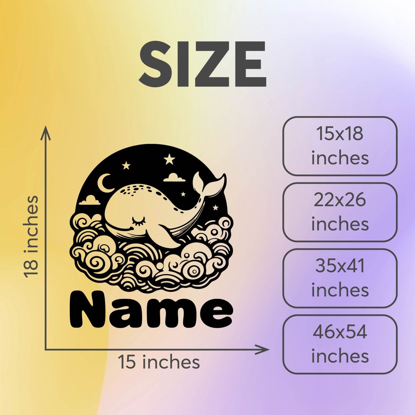 Baby Whale Wall Decal - Personalized Wall Decals for Kids' Room - Kids Wall Decals with Custom Name - Whale Name Wall Decal