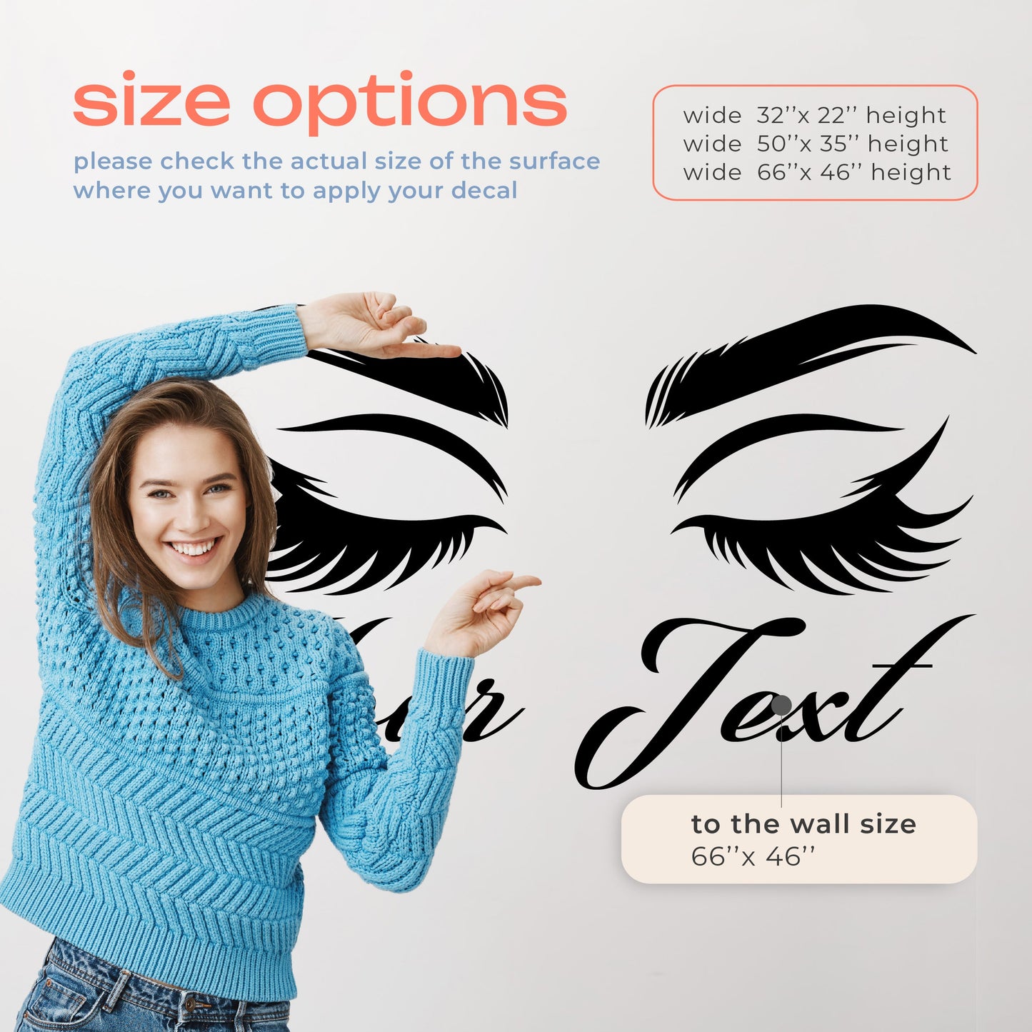 Eye Wall Sticker - Make Up Wall Stickers - Lash Decorations for Studio - Eyelash Wall Decal Stickers - Make Up Wall Decals - Eyelash Window Decal