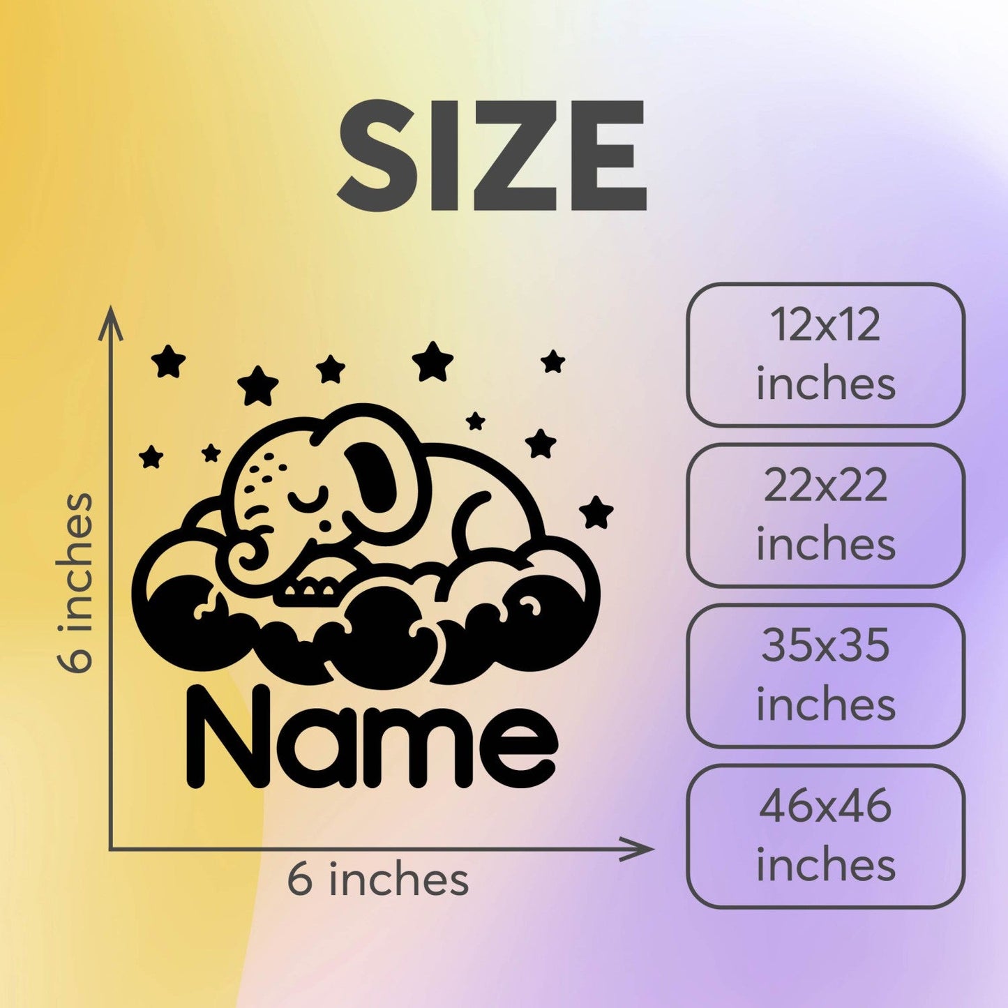 Elephant Wall Stickers - Personalized Animal Wall Stickers for Nursery Room - Personalized Elephant Wall Decals - Elephant Name Wall Decal