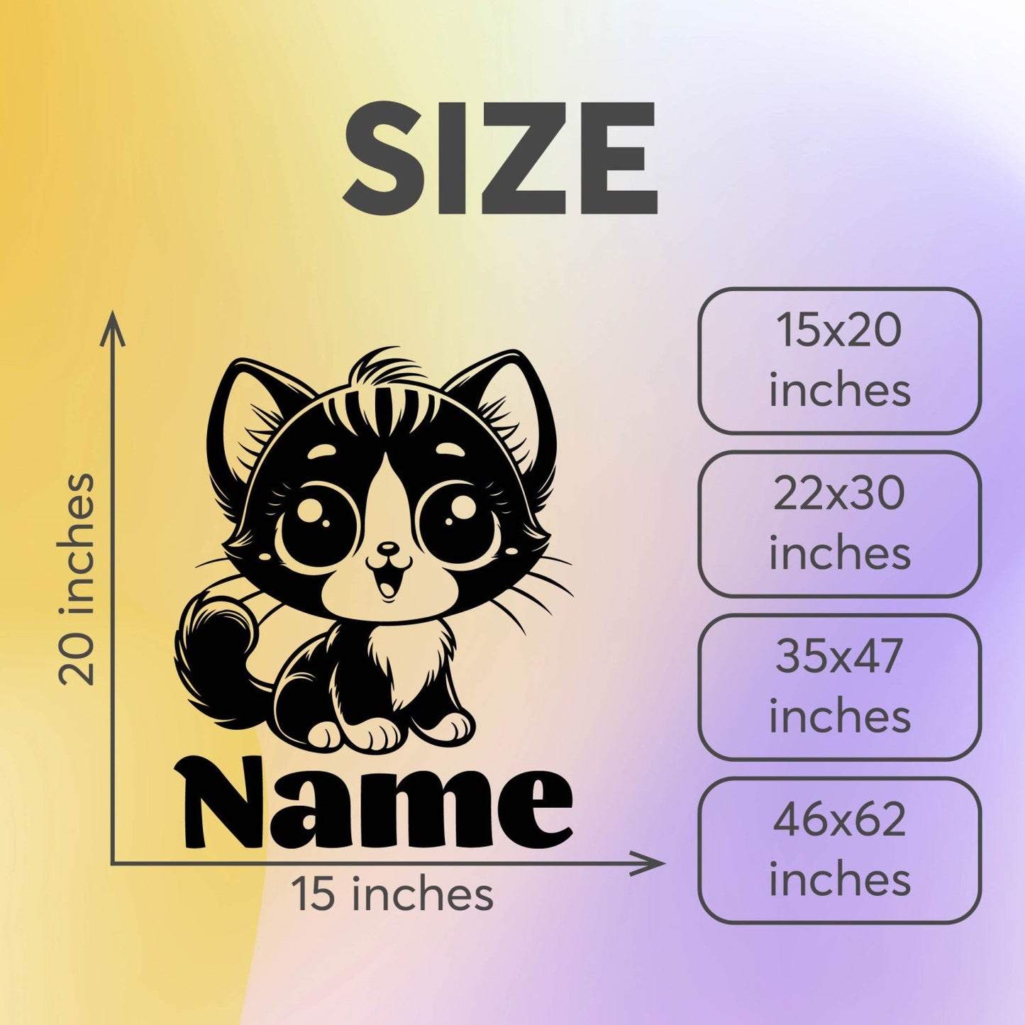 Cat Decals for Walls - Personalized Nursery Wall Decals - Baby Animal Wall Stickers for Kids Room - Cat Stickers for Nursery