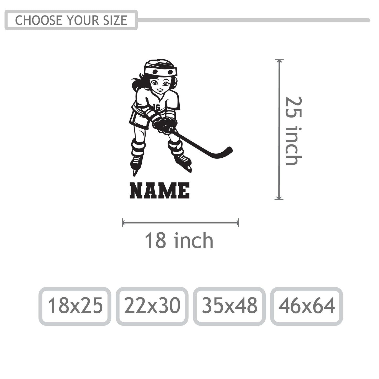 Hockey Wall Stickers Kawaii Girls Hockey Team - Personalized Ice Hockey Decals for Hockey Fans - Anime Hockey Vinyl Decal - Hockey Player Wall Decal