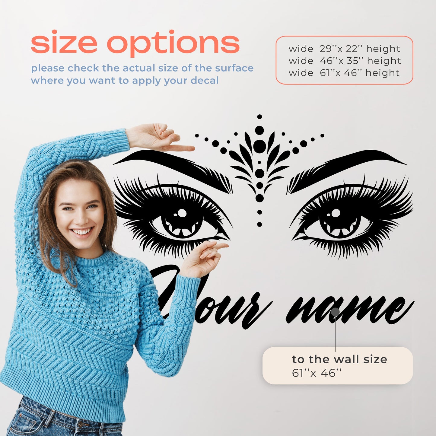 Lash Decals for Walls - Makeup decals for walls - make up wall stickers - Lash Decals for Walls - Eyelash Wall Decals Salon - Eyelash Window Decal