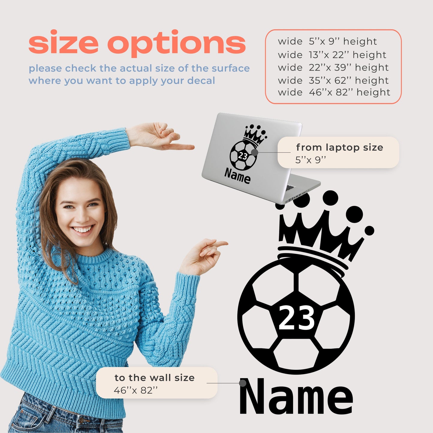 Custom Name Soccer Wall Decal - Customized Soccer Wall Decals - Wall Soccer Decal - Custom Soccer Name Wall Decal